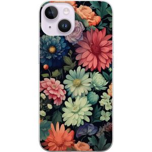 Apple iPhone 14 Gjennomsiktig Telefondeksel Färglada blommor