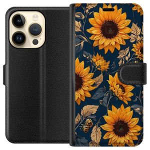 Apple iPhone 14 Pro Svart Plånboksfodral Solrosor