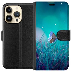 Apple iPhone 14 Pro Svart Plånboksfodral Blå fjäril