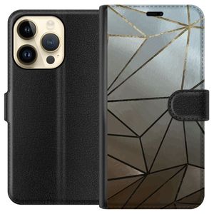 Apple iPhone 14 Pro Svart Plånboksfodral Mönster Rosé