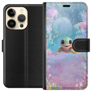 Apple iPhone 14 Pro Svart Plånboksfodral Glad Sköldpadda