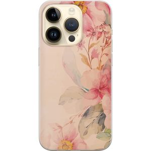 Apple iPhone 14 Pro Läpinäkyvä Puhelinkotelo Färgsprakande Blommor