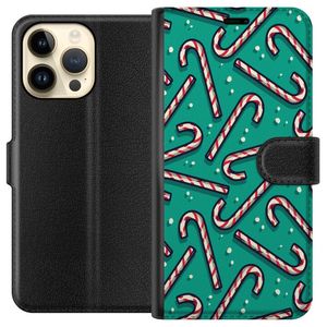 Apple iPhone 14 Pro Max Svart Plånboksfodral Polkagris Mönster