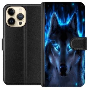 Apple iPhone 14 Pro Max Musta Lompakkokotelo Blå Varg