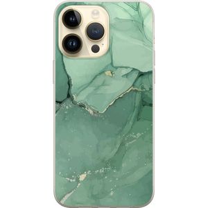 Apple iPhone 14 Pro Max Läpinäkyvä Puhelinkotelo Grön Marmor