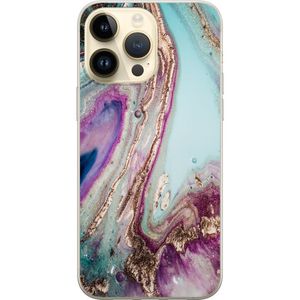 Apple iPhone 14 Pro Max Läpinäkyvä Puhelinkotelo Lila marmor