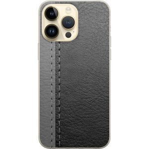 Apple iPhone 14 Pro Max Läpinäkyvä Puhelinkotelo Grått Fake Läder