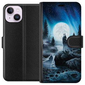 Apple iPhone 15 Musta Lompakkokotelo Varjar på natten