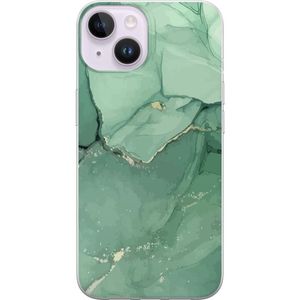 Apple iPhone 15 Gjennomsiktig Telefondeksel Grön Marmor