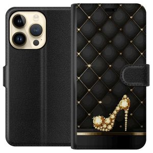 Apple iPhone 15 Pro Musta Lompakkokotelo Lyxig Sko