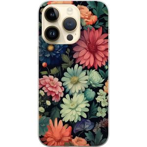 Apple iPhone 15 Pro Läpinäkyvä Puhelinkotelo Färglada blommor