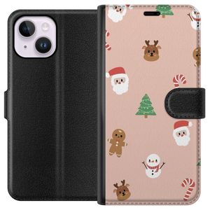 Apple iPhone 15 Plus Svart Plånboksfodral Klassisk Julfest