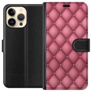 Apple iPhone 15 Pro Max Musta Lompakkokotelo Exklusivt Rosa Mönster