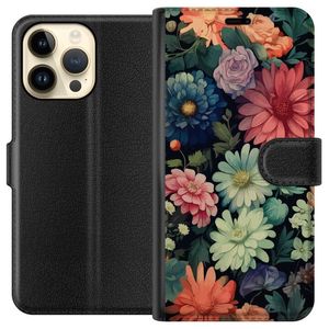 Apple iPhone 15 Pro Max Musta Lompakkokotelo Färglada blommor