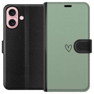 Apple iPhone 16 Svart Plånboksfodral Hjärta