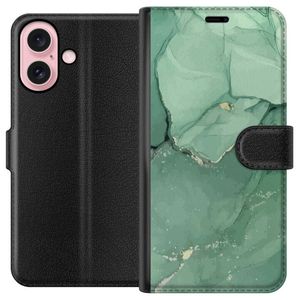 Apple iPhone 16 Musta Lompakkokotelo Grön Marmor
