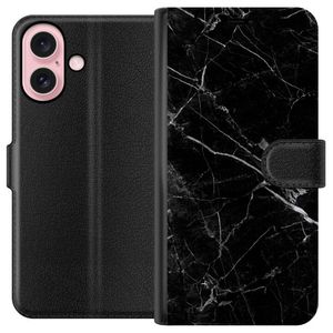 Apple iPhone 16 Svart Plånboksfodral Svart marmor