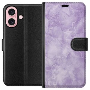 Apple iPhone 16 Musta Lompakkokotelo Lila marmor