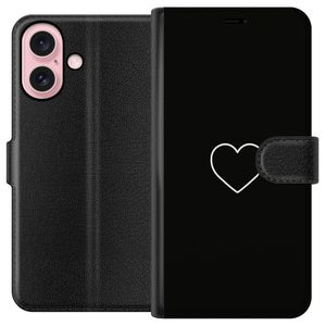 Apple iPhone 16 Svart Plånboksfodral Hjärta