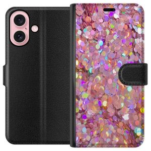 Apple iPhone 16 Svart Plånboksfodral Glitter
