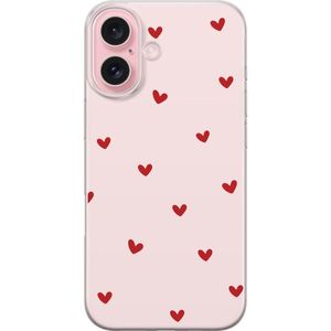 Apple iPhone 16 Gjennomsiktig Telefondeksel Små Hjärtan