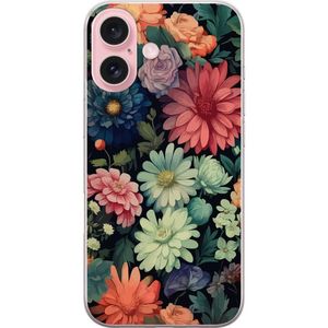Apple iPhone 16 Gjennomsiktig Telefondeksel Färglada blommor