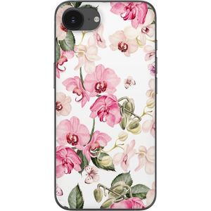 Apple iPhone 16e Transparent Mobilskal Rosa blommor