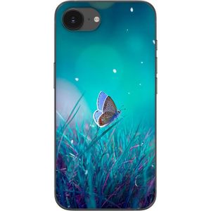 Apple iPhone 16e Läpinäkyvä Puhelinkotelo Blå fjäril
