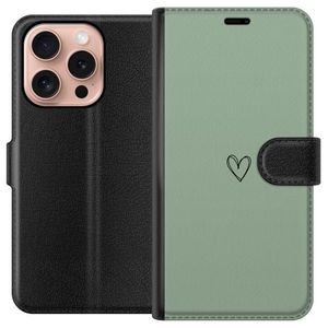 Apple iPhone 16 Pro Svart Plånboksfodral Hjärta