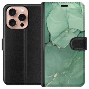 Apple iPhone 16 Pro Musta Lompakkokotelo Grön Marmor