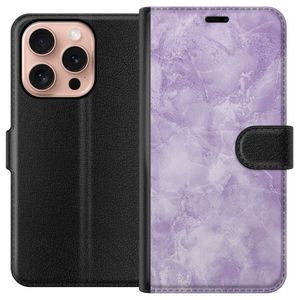 Apple iPhone 16 Pro Svart Plånboksfodral Lila marmor