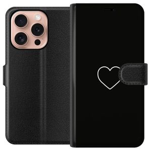 Apple iPhone 16 Pro Svart Plånboksfodral Hjärta