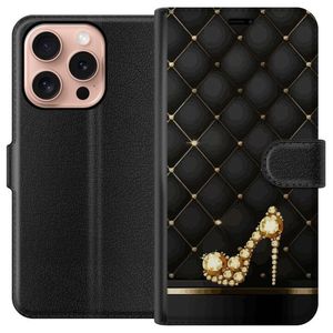 Apple iPhone 16 Pro Musta Lompakkokotelo Lyxig Sko