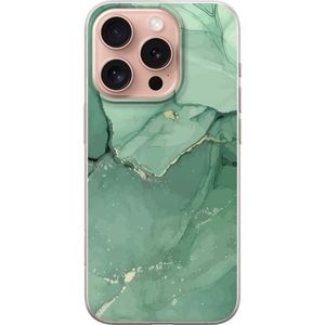 Apple iPhone 16 Pro Läpinäkyvä Puhelinkotelo Grön Marmor