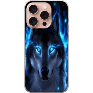 Apple iPhone 16 Pro Transparent Mobilskal Blå Varg