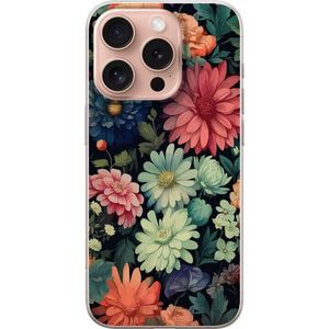 Apple iPhone 16 Pro Läpinäkyvä Puhelinkotelo Färglada blommor