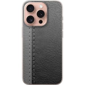 Apple iPhone 16 Pro Transparent Mobilskal Grått Fake Läder