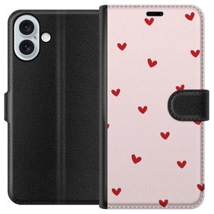Apple iPhone 16 Plus Sort Lommebokdeksel Små Hjärtan