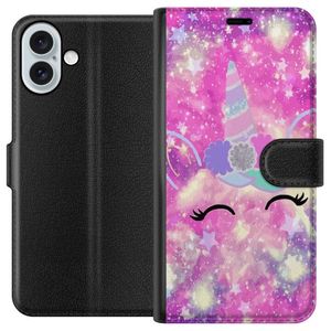 Apple iPhone 16 Plus Sort Lommebokdeksel Glad Enhörning