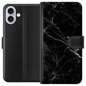 Apple iPhone 16 Plus Sort Lommebokdeksel Svart marmor