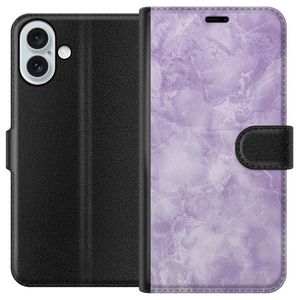 Apple iPhone 16 Plus Sort Lommebokdeksel Lila marmor