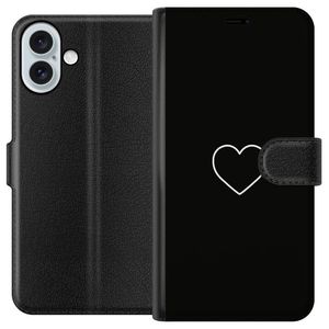 Apple iPhone 16 Plus Sort Lommebokdeksel Hjärta
