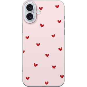 Apple iPhone 16 Plus Transparent Mobilskal Små Hjärtan