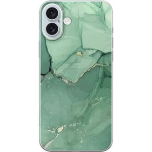 Apple iPhone 16 Plus Läpinäkyvä Puhelinkotelo Grön Marmor