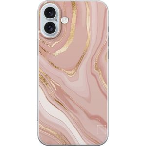 Apple iPhone 16 Plus Läpinäkyvä Puhelinkotelo Ljusrosa marmor