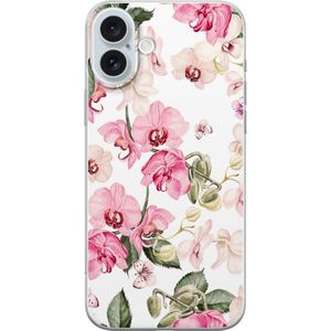 Apple iPhone 16 Plus Läpinäkyvä Puhelinkotelo Rosa blommor