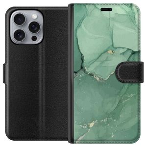 Apple iPhone 16 Pro Max Sort Tegnebogsetui Grön Marmor