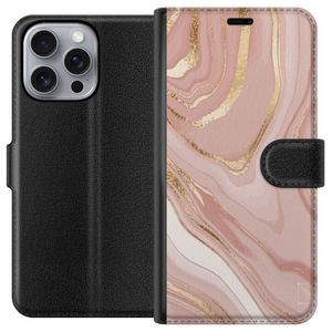 Apple iPhone 16 Pro Max Sort Tegnebogsetui Ljusrosa marmor