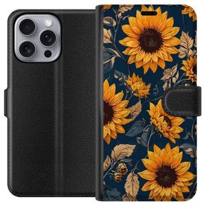 Apple iPhone 16 Pro Max Sort Tegnebogsetui Solrosor
