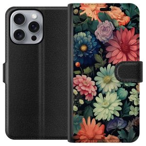 Apple iPhone 16 Pro Max Musta Lompakkokotelo Färglada blommor